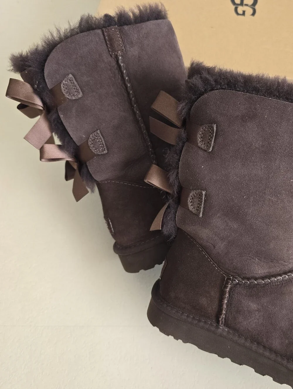Authentic New UGG Bailey Bow boots chocolate Size 7 $215